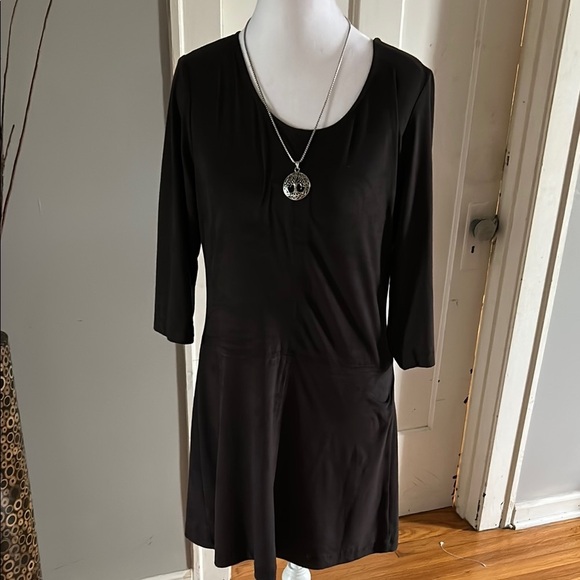 Allison Joy. Black Long Sleeve Dress with Zipper Detail - Picture 1 of 7